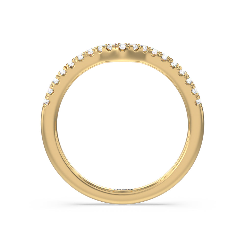 Veronica Spire Under Halo Diamond Wedding Band with 18KT Yellow Gold Cut Diamond in 14KT Yellow Gold view 2
