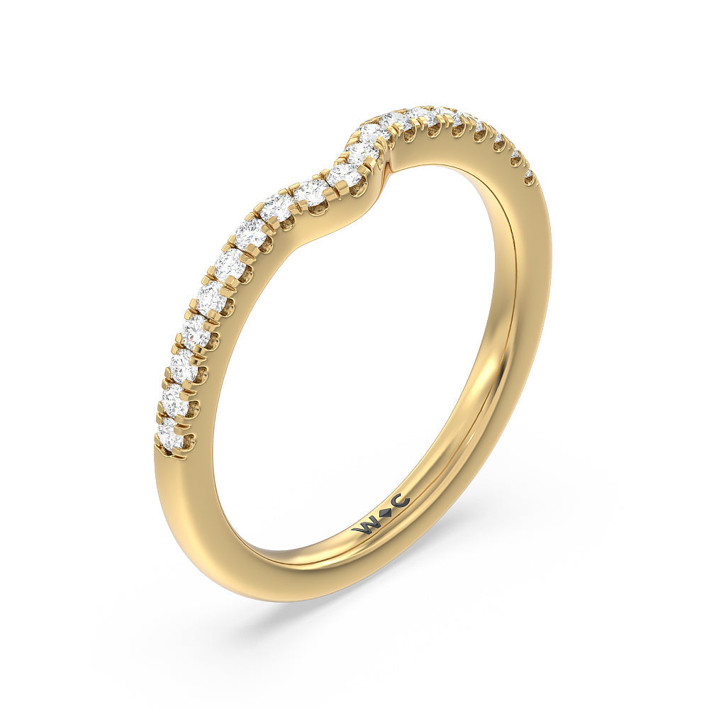 Veronica Spire Under Halo Diamond Wedding Band with 18KT Yellow Gold Cut Diamond in 14KT Yellow Gold view 4
