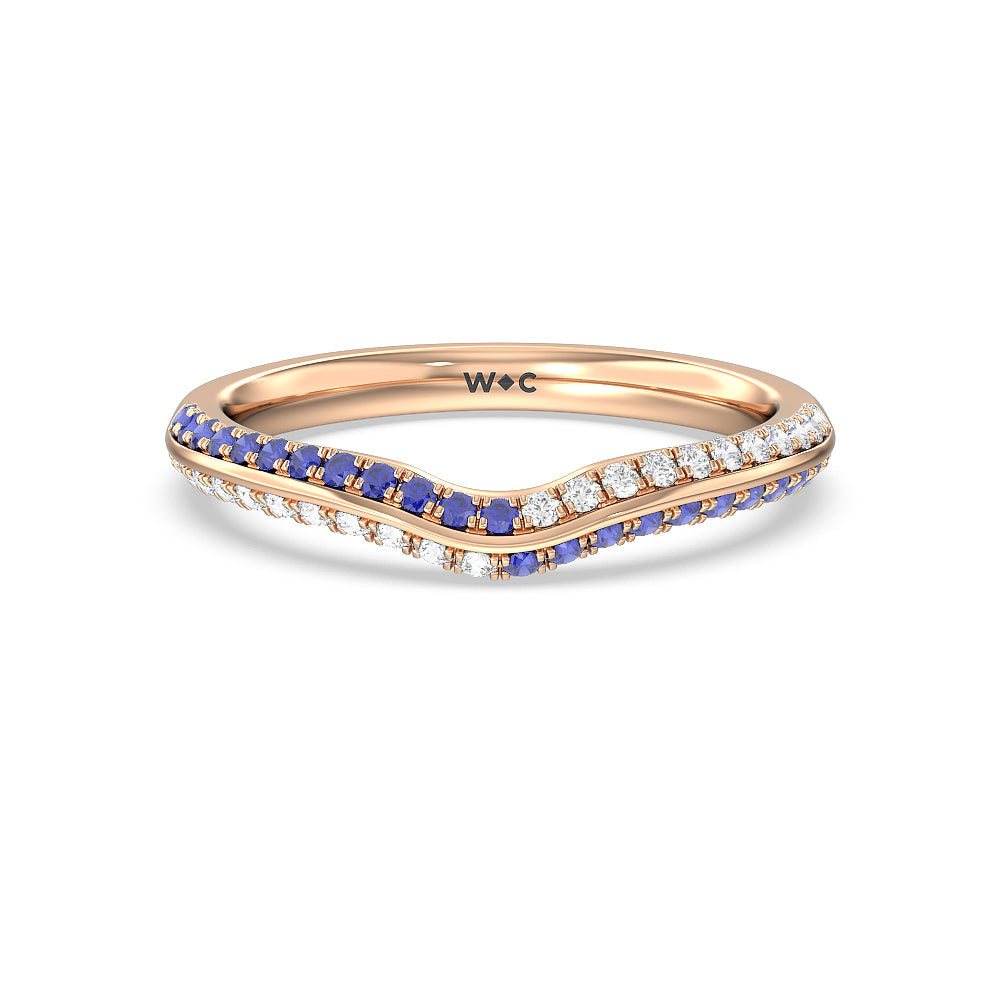 Muscari Bloom Knife Edge Diamond Wedding Band with 18KT Rose Gold Cut Diamond in 14KT Rose Gold view 1

