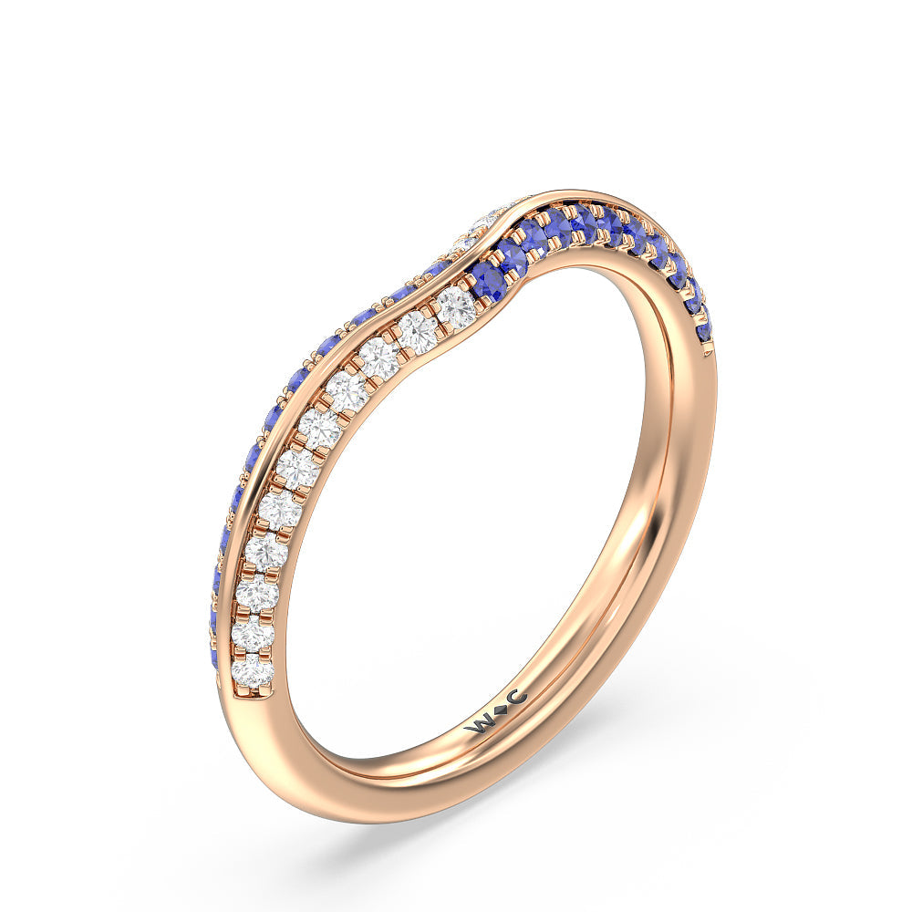 Muscari Bloom Knife Edge Diamond Wedding Band with 18KT Rose Gold Cut Diamond in 14KT Rose Gold view 4
