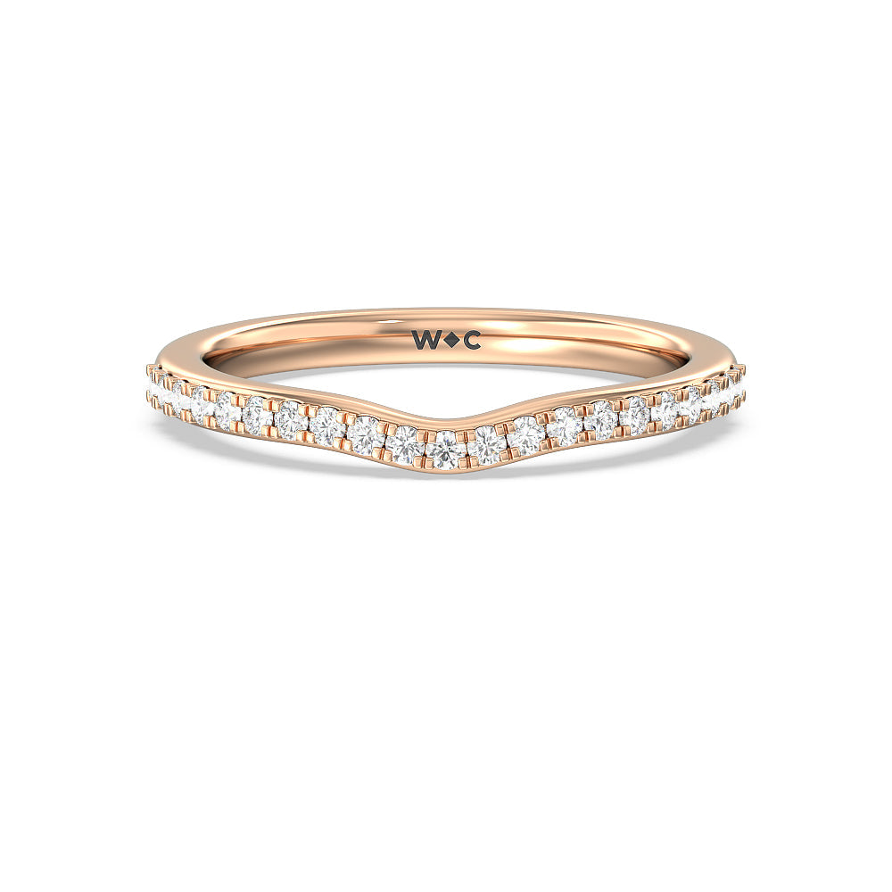 Hydrangea Bloom Halo Diamond Wedding Band with 18KT Rose Gold Cut Diamond in 14KT Rose Gold view 1

