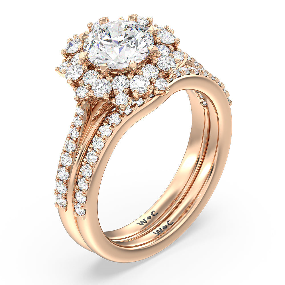 Oval Cut Hydrangea Bloom Halo Engagement Ring with Lab Grown Diamond in 14KT Platinum view 6

