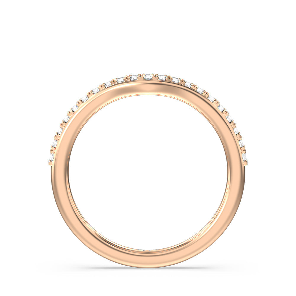 Hydrangea Bloom Halo Diamond Wedding Band with 18KT Rose Gold Cut Diamond in 14KT Rose Gold view 2

