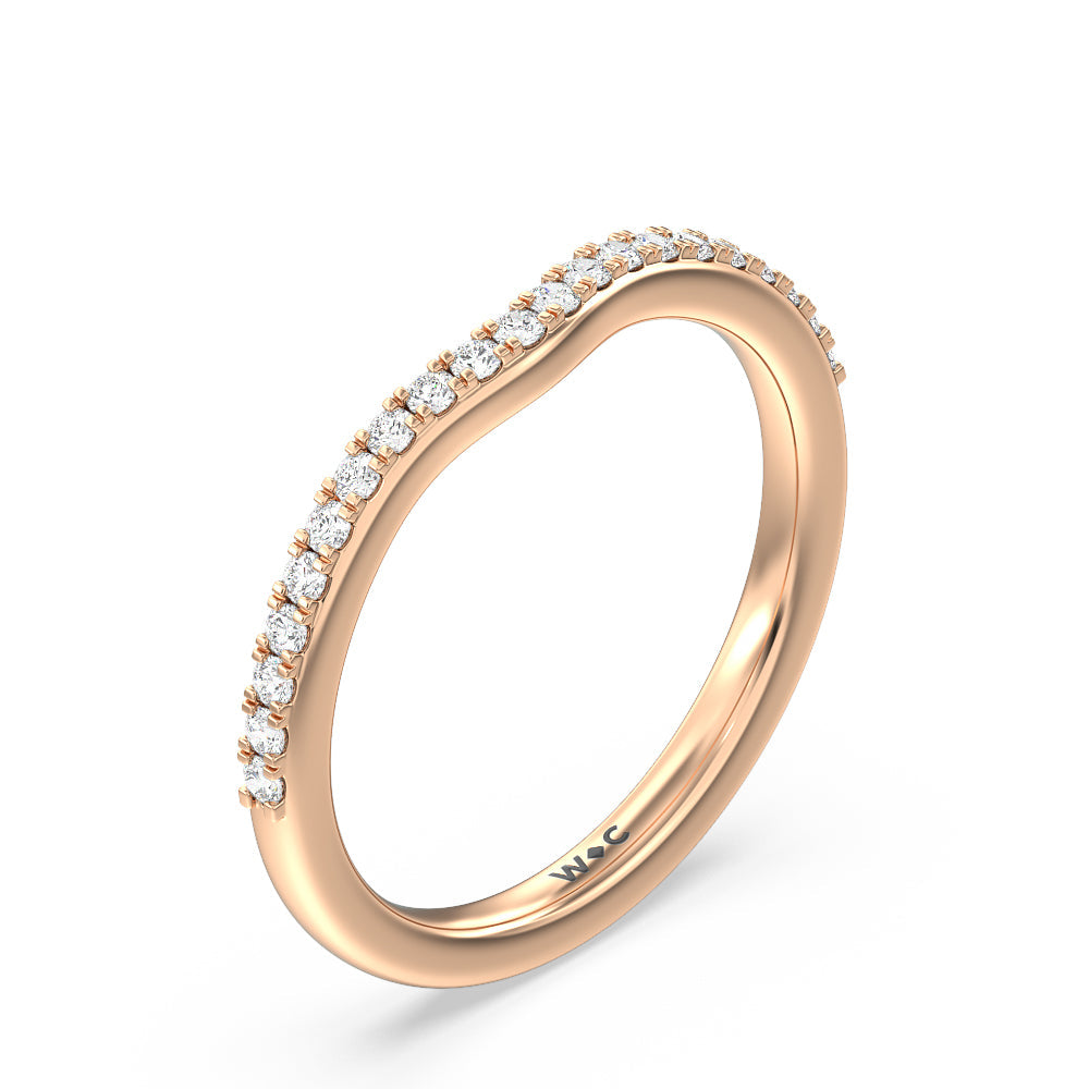 Hydrangea Bloom Halo Diamond Wedding Band with 18KT Rose Gold Cut Diamond in 14KT Rose Gold view 4
