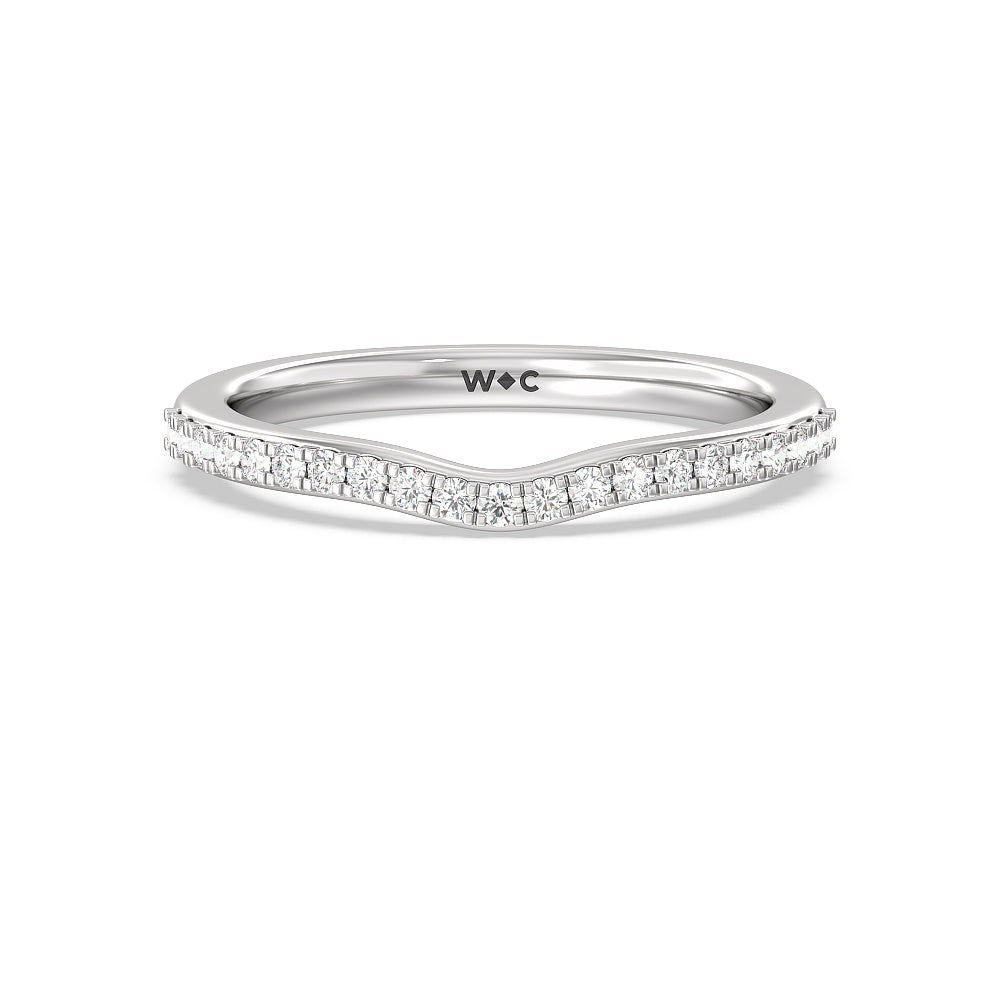 Hydrangea Bloom Halo Diamond Wedding Band with Platinum Cut Diamond in 14KT Platinum view 1
