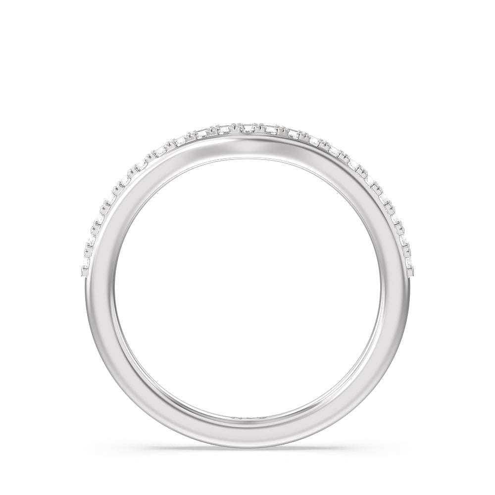Hydrangea Bloom Halo Diamond Wedding Band with Platinum Cut Diamond in 14KT Platinum view 2
