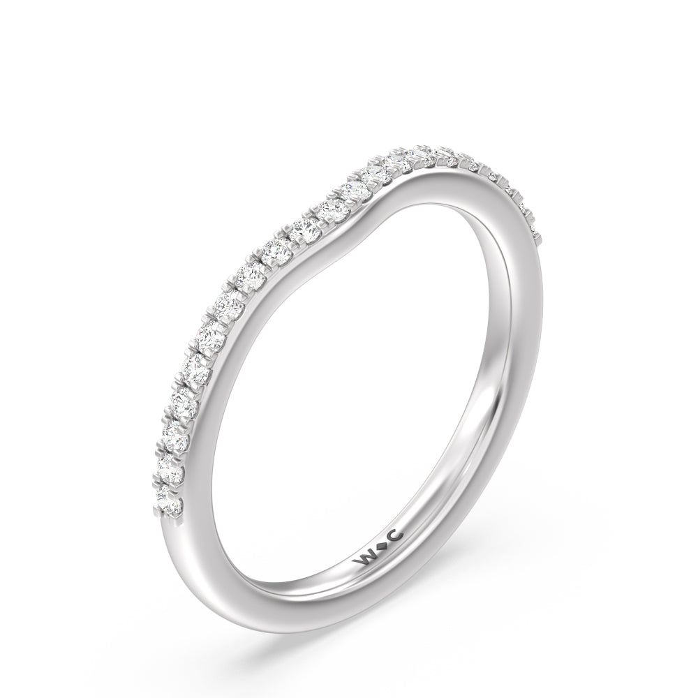 Hydrangea Bloom Halo Diamond Wedding Band with Platinum Cut Diamond in 14KT Platinum view 4
