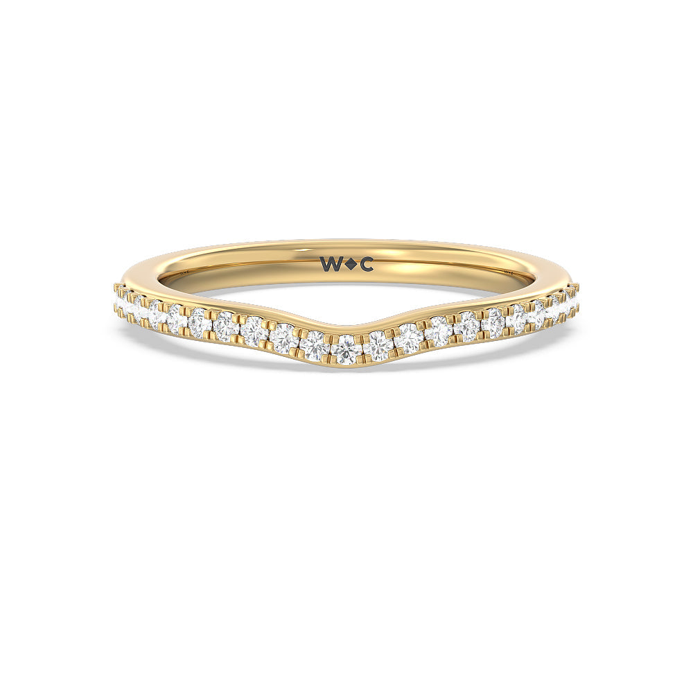 Hydrangea Bloom Halo Diamond Wedding Band with 18KT Yellow Gold Cut Diamond in 14KT Yellow Gold view 1
