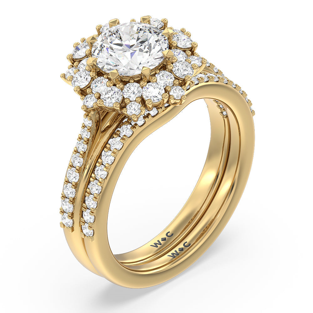 Oval Cut Hydrangea Bloom Halo Engagement Ring with Lab Grown Diamond in 14KT Platinum view 5
