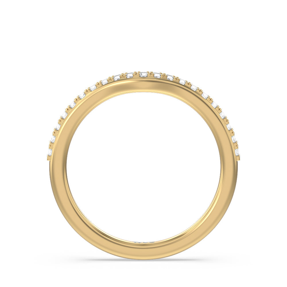 Hydrangea Bloom Halo Diamond Wedding Band with 18KT Yellow Gold Cut Diamond in 14KT Yellow Gold view 2
