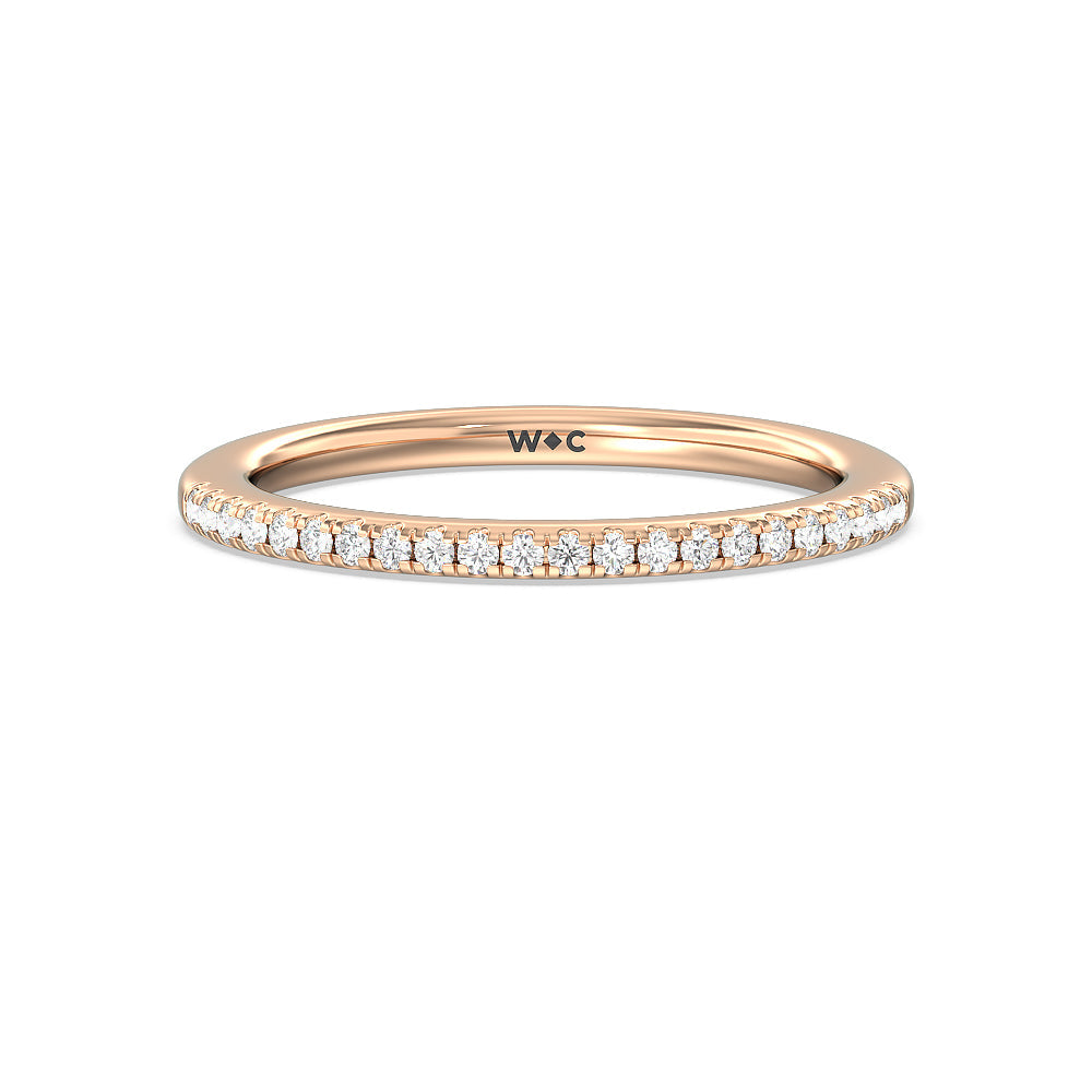 Periwinkle Under Halo Diamond Wedding Band with 18KT Rose Gold Cut Diamond in 14KT Rose Gold view 1
