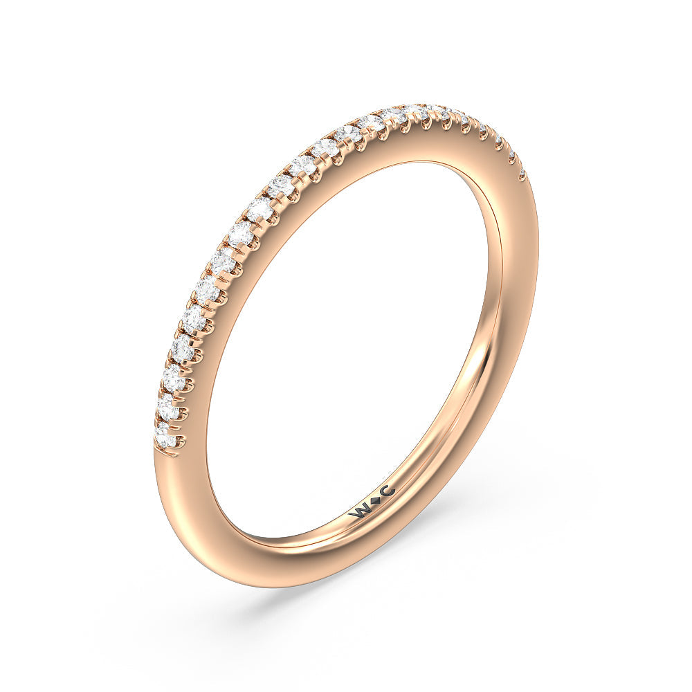 Periwinkle Under Halo Diamond Wedding Band with 18KT Rose Gold Cut Diamond in 14KT Rose Gold view 4
