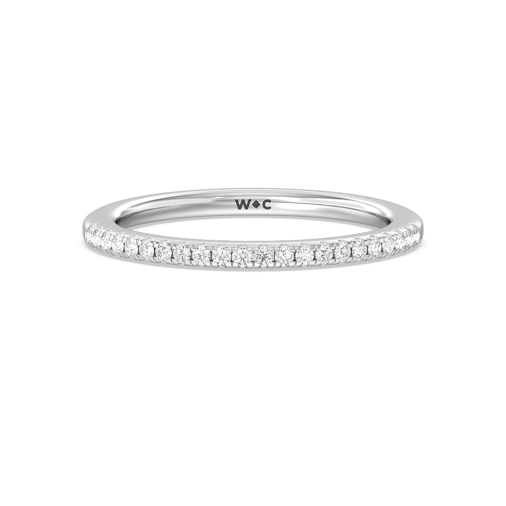 Periwinkle Under Halo Diamond Wedding Band with Platinum Cut Diamond in 14KT Platinum view 1
