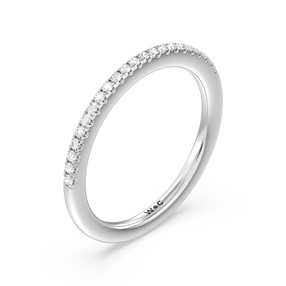 Periwinkle Under Halo Diamond Wedding Band with Platinum Cut Diamond in 14KT Platinum view 4

