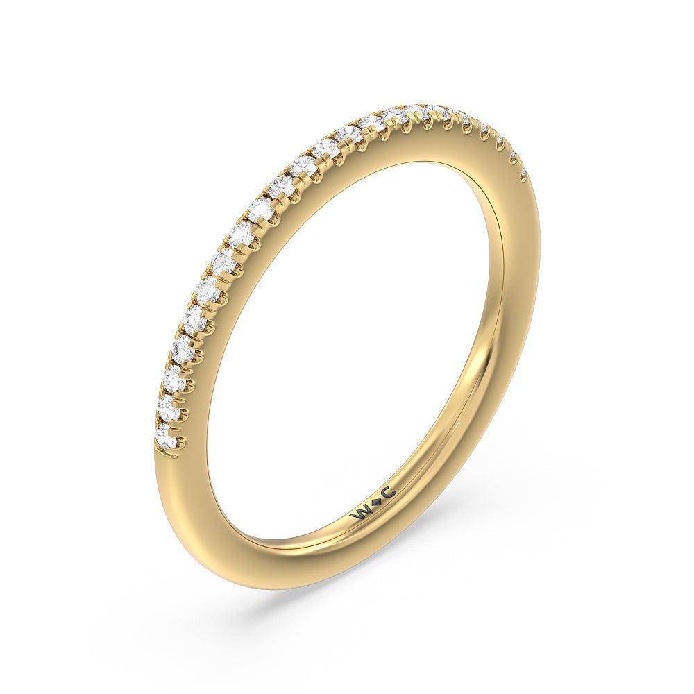 Periwinkle Under Halo Diamond Wedding Band with 18KT Yellow Gold Cut Diamond in 14KT Yellow Gold view 4
