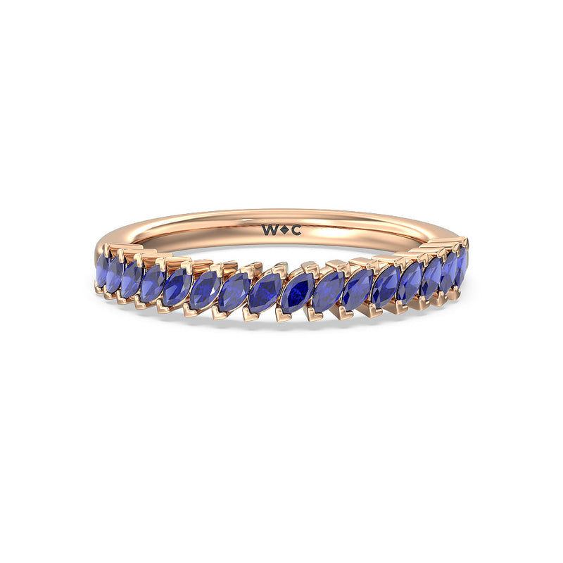 Periwinkle Under Halo Created Blue Sapphire Wedding Band