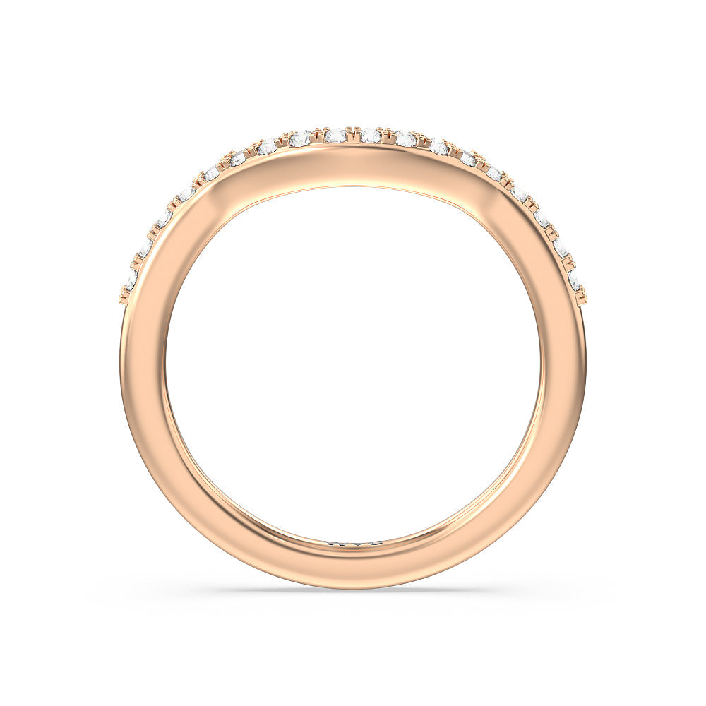 Knife Edge Trillion Diamond Curved Wedding Band with 18KT Rose Gold Cut Diamond in 14KT Rose Gold view 2
