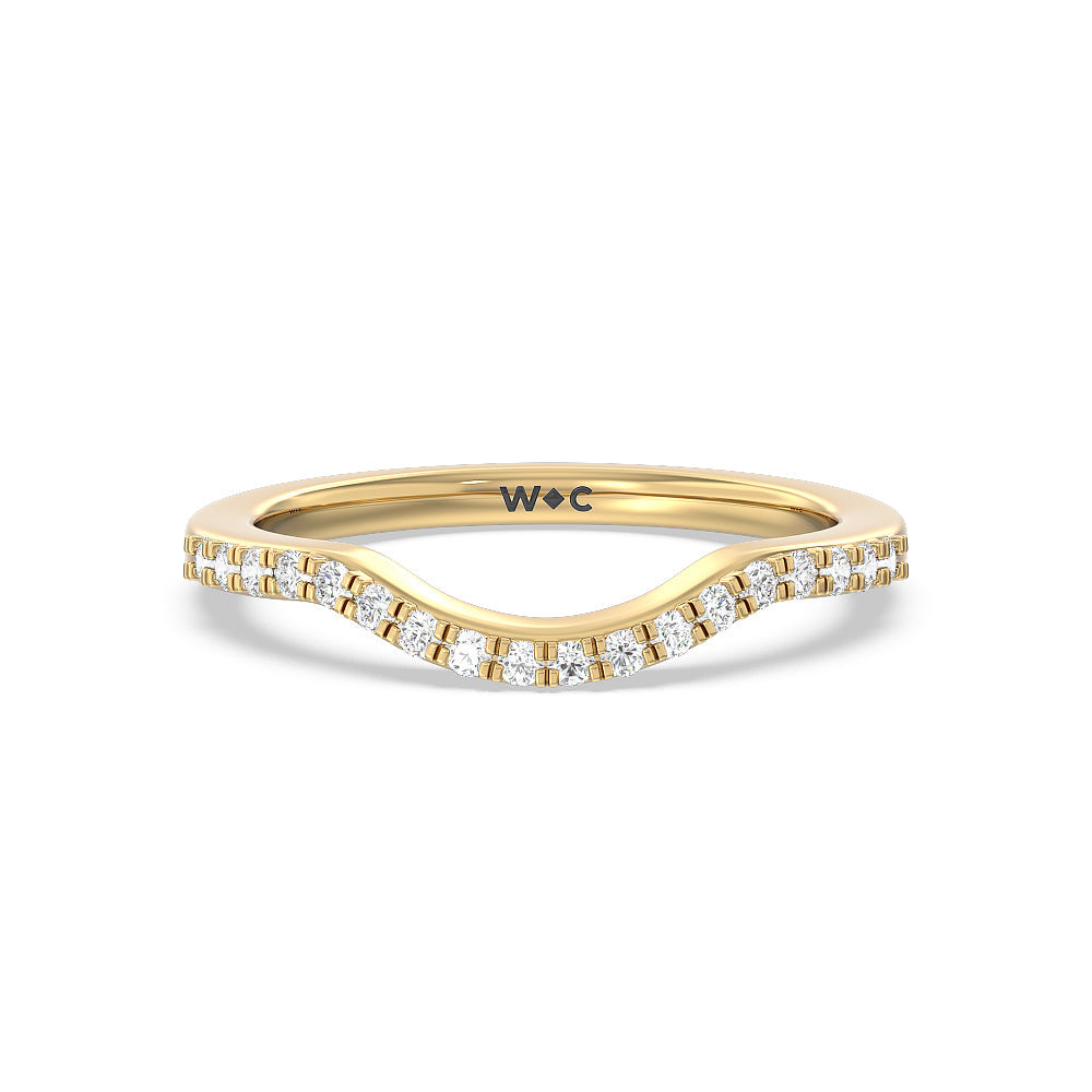 Knife Edge Trillion Diamond Curved Wedding Band with 18KT Yellow Gold Cut Diamond in 14KT Yellow Gold view 1
