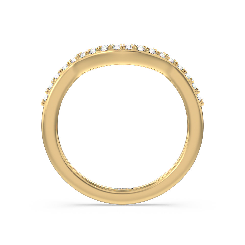 Knife Edge Trillion Diamond Curved Wedding Band with 18KT Yellow Gold Cut Diamond in 14KT Yellow Gold view 2
