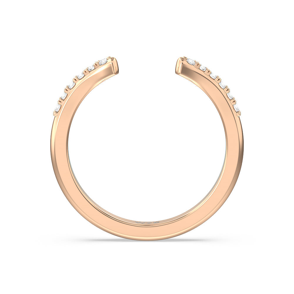 Knife Edge Trillion Diamond Cuff Wedding Band with 18KT Rose Gold Cut Diamond in 14KT Rose Gold view 2
