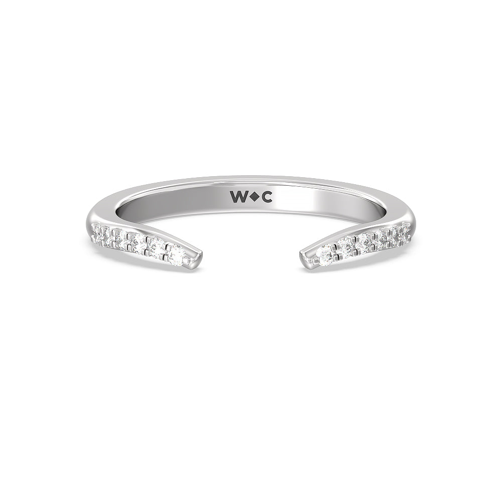 Knife Edge Trillion Diamond Cuff Wedding Band with Platinum Cut Diamond in 14KT Platinum view 1
