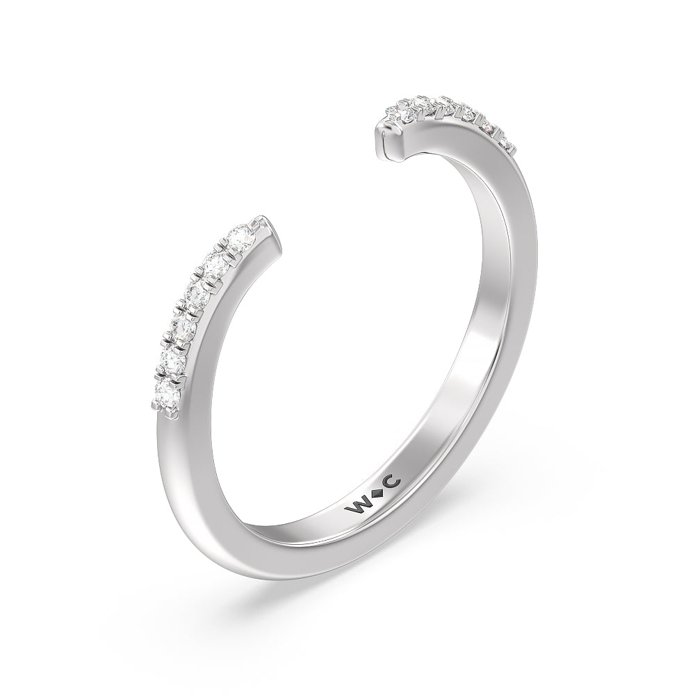 Knife Edge Trillion Diamond Cuff Wedding Band with Platinum Cut Diamond in 14KT Platinum view 4
