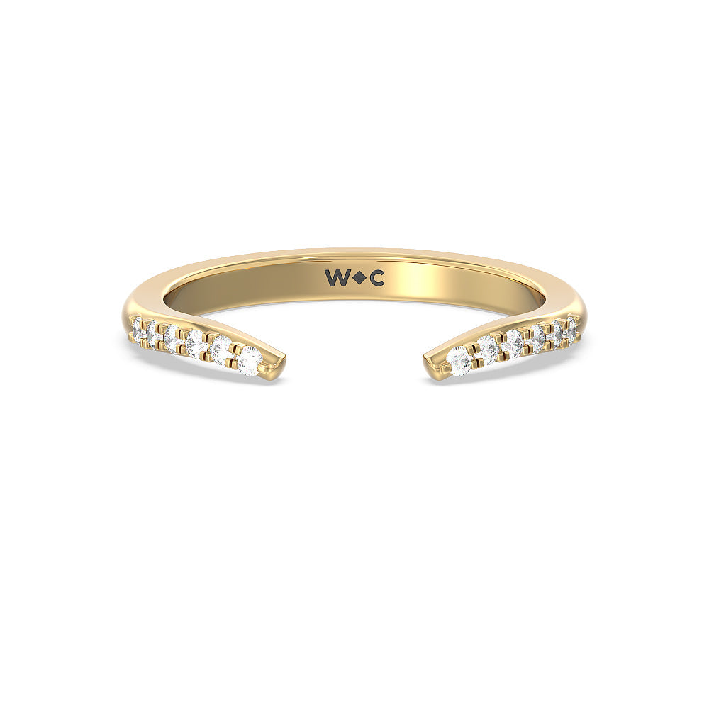 Knife Edge Trillion Diamond Cuff Wedding Band with 18KT Yellow Gold Cut Diamond in 14KT Yellow Gold view 1

