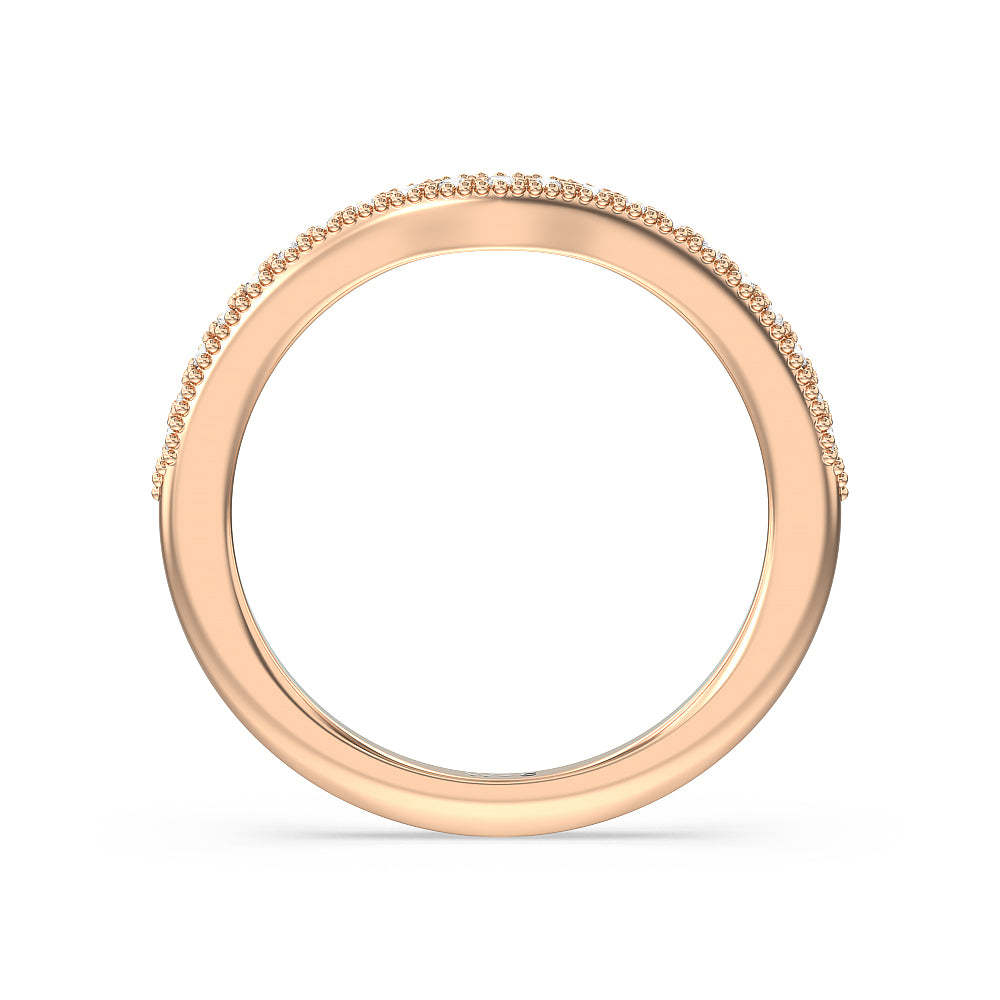 Orchid Knife Edge Diamond Wedding Band with 18KT Rose Gold Cut Diamond in 14KT Rose Gold view 2
