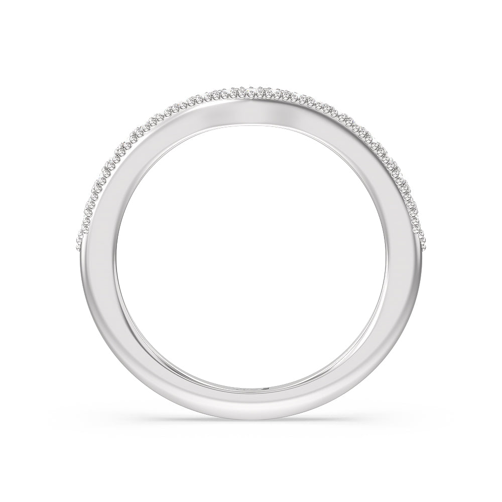 Orchid Knife Edge Diamond Wedding Band with Platinum Cut Diamond in 14KT Platinum view 2
