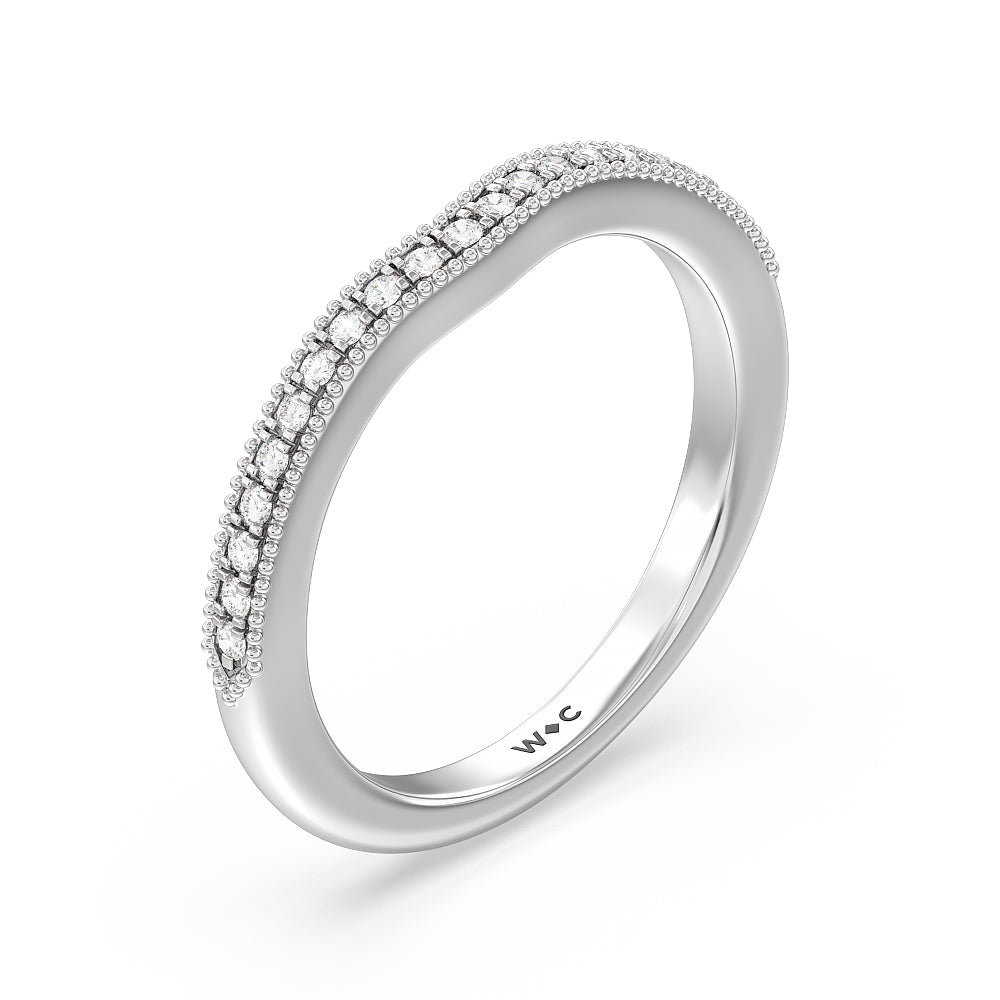 Orchid Knife Edge Diamond Wedding Band with Platinum Cut Diamond in 14KT Platinum view 4

