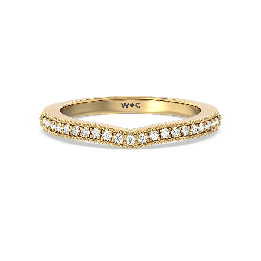 Orchid Knife Edge Diamond Wedding Band with 18KT Yellow Gold Cut Diamond in 14KT Yellow Gold view 1
