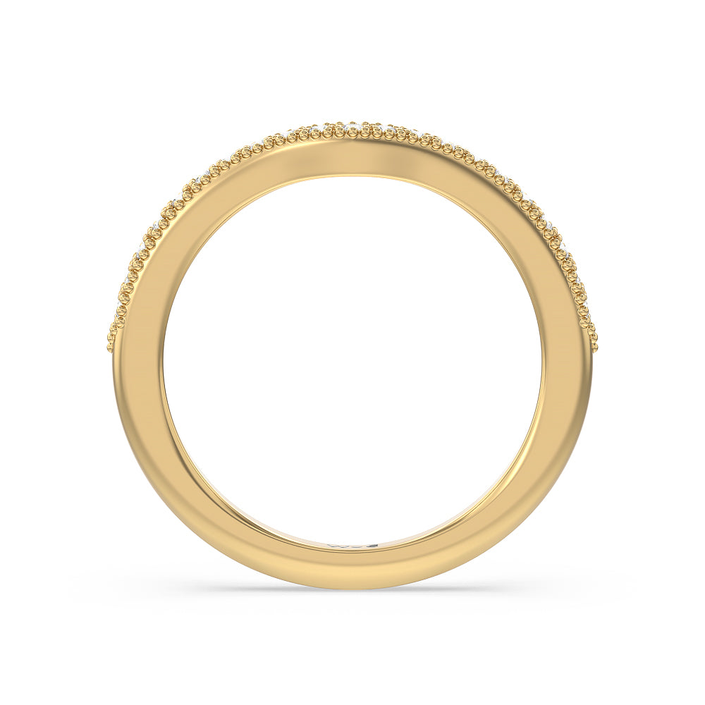 Orchid Knife Edge Diamond Wedding Band with 18KT Yellow Gold Cut Diamond in 14KT Yellow Gold view 2
