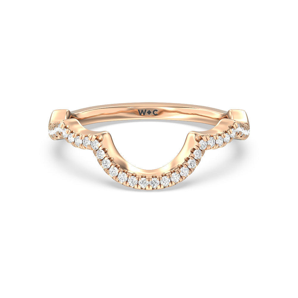 Double Halo Cross Diamond Wedding Band with 18KT Rose Gold Cut Diamond in 14KT Rose Gold view 1
