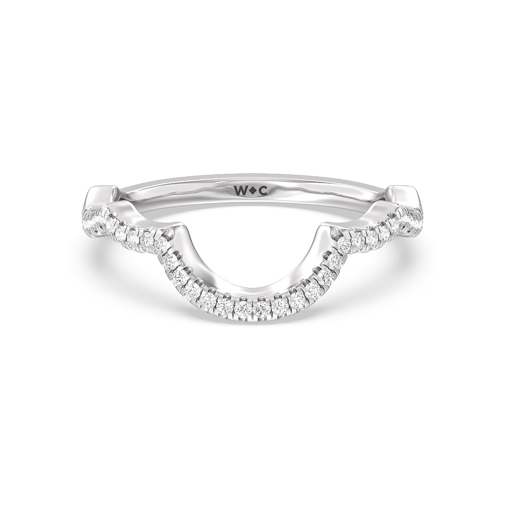 Double Halo Cross Diamond Wedding Band with Platinum Cut Diamond in 14KT Platinum view 1
