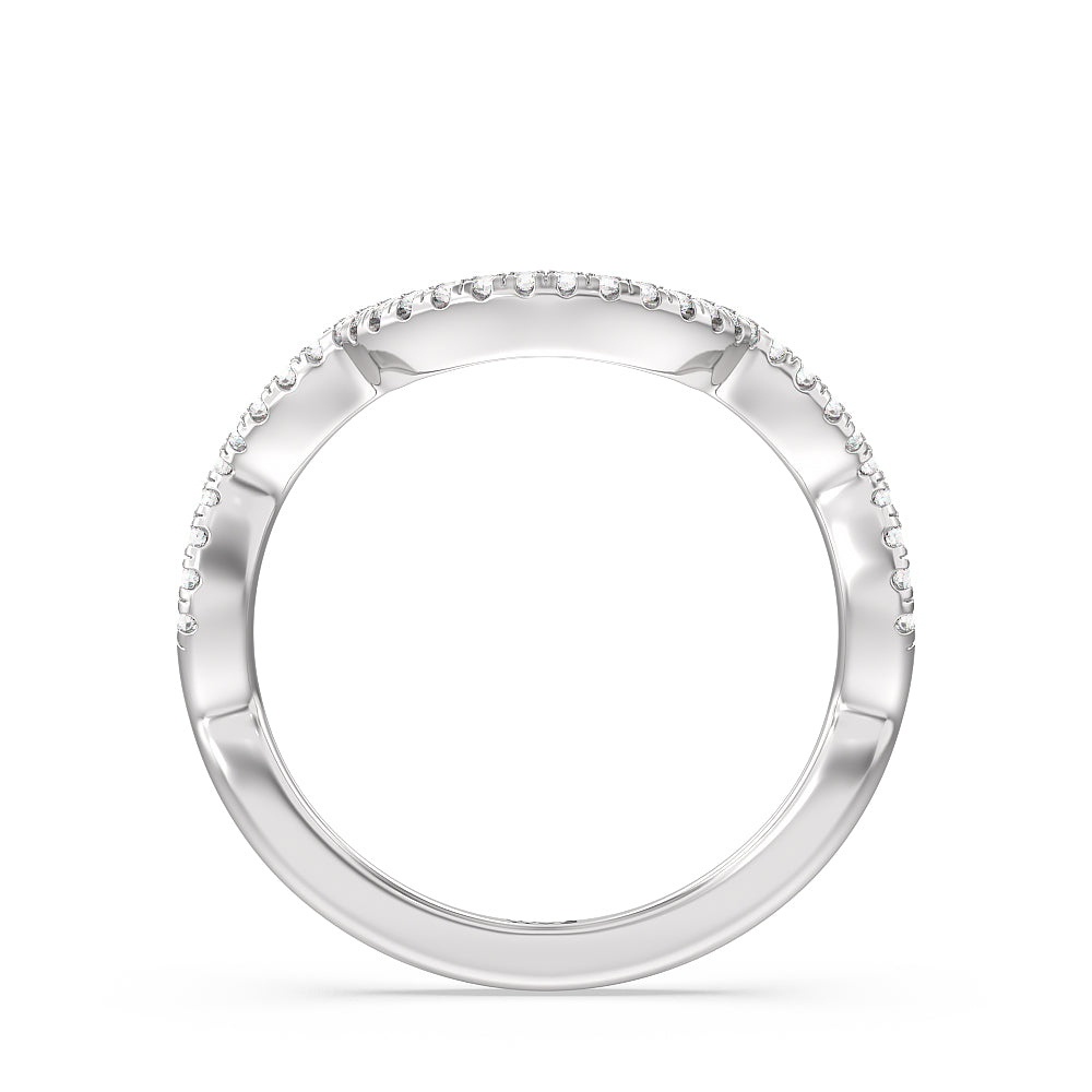 Double Halo Cross Diamond Wedding Band with Platinum Cut Diamond in 14KT Platinum view 2

