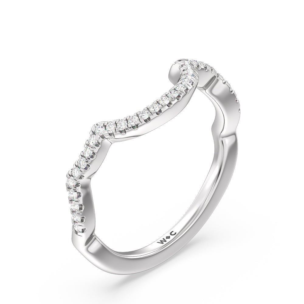 Double Halo Cross Diamond Wedding Band with Platinum Cut Diamond in 14KT Platinum view 4
