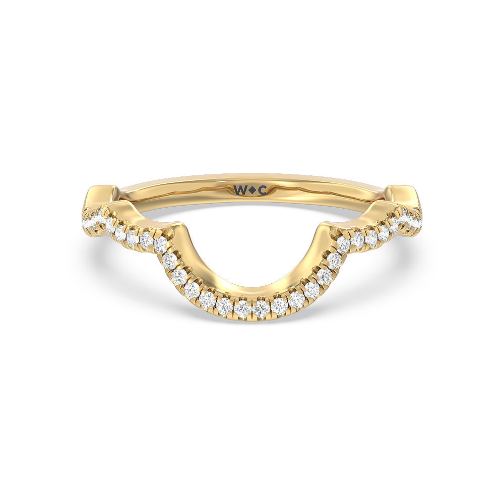 Double Halo Cross Diamond Wedding Band with 18KT Yellow Gold Cut Diamond in 14KT Yellow Gold view 1
