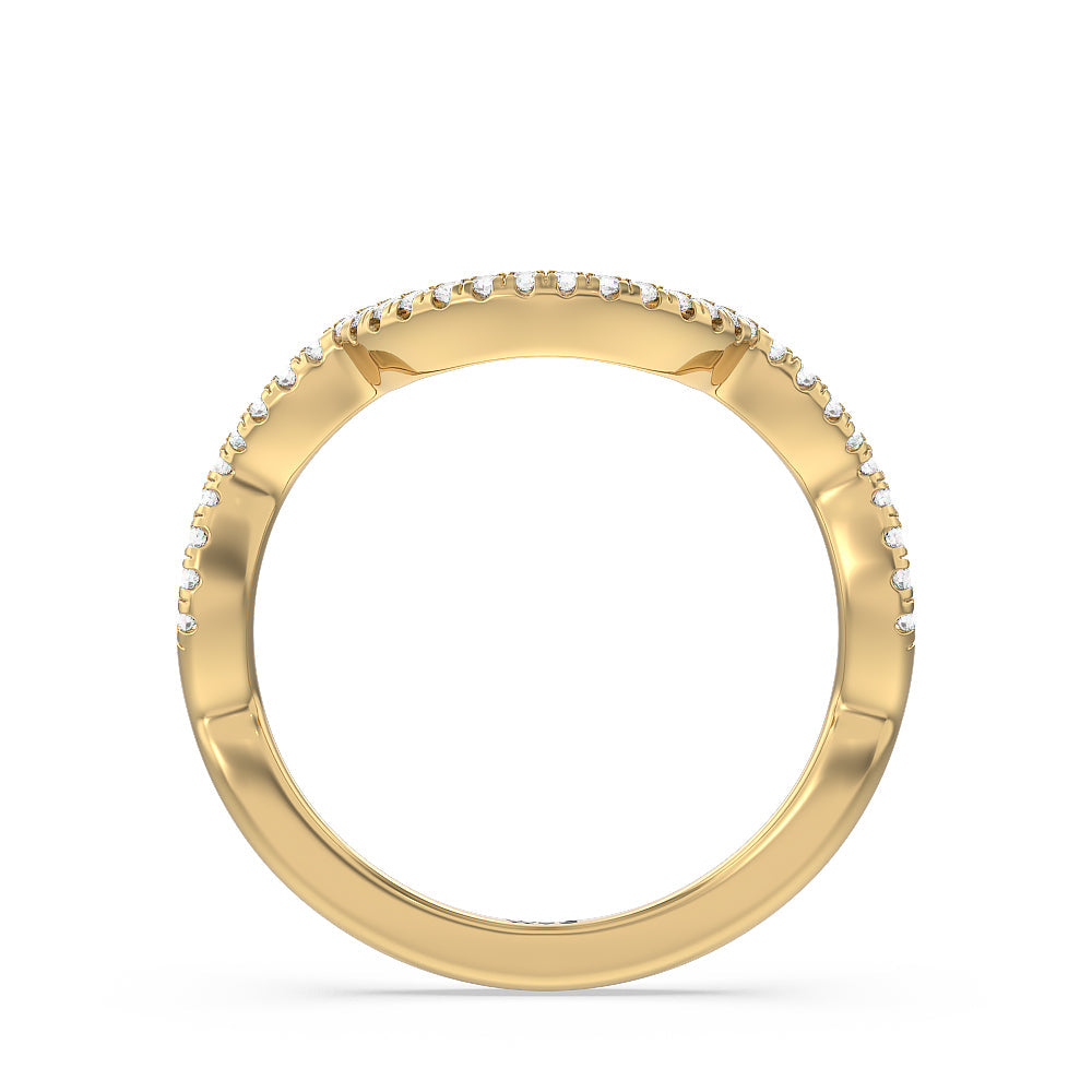 Double Halo Cross Diamond Wedding Band with 18KT Yellow Gold Cut Diamond in 14KT Yellow Gold view 2
