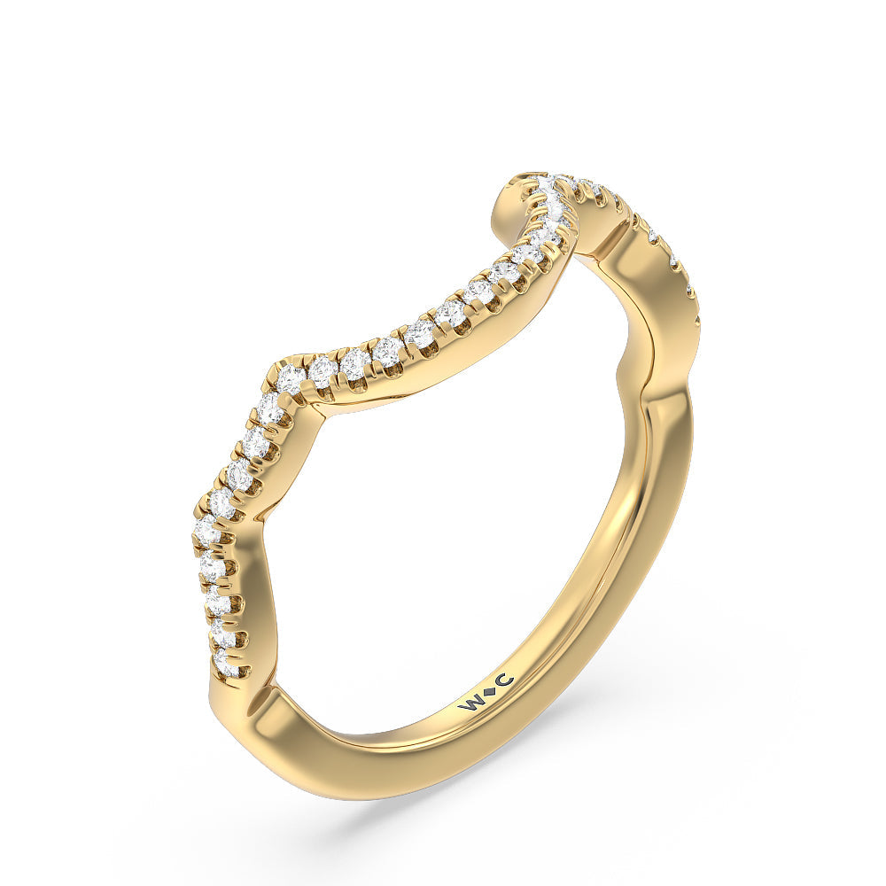 Double Halo Cross Diamond Wedding Band with 18KT Yellow Gold Cut Diamond in 14KT Yellow Gold view 4
