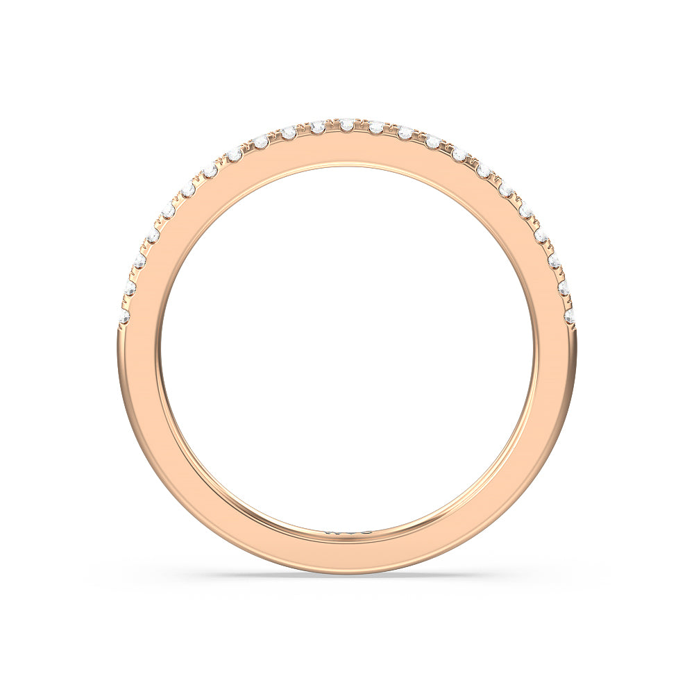 Modern Fine Line High Hidden Halo Solitaire Diamond Wedding Band with 18KT Rose Gold Cut Diamond in 14KT Rose Gold view 2
