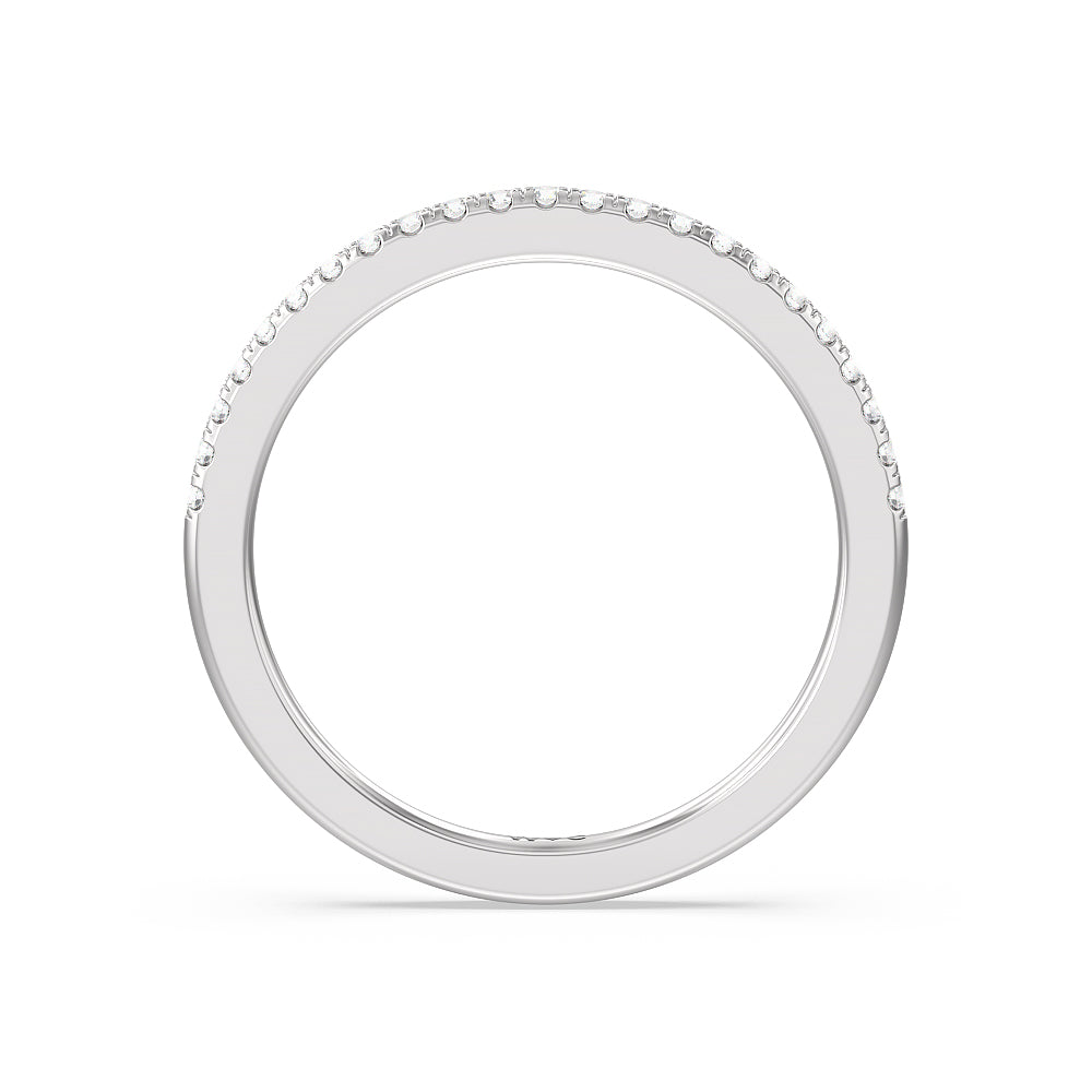 Modern Fine Line High Hidden Halo Solitaire Diamond Wedding Band with Platinum Cut Diamond in 14KT Platinum view 2
