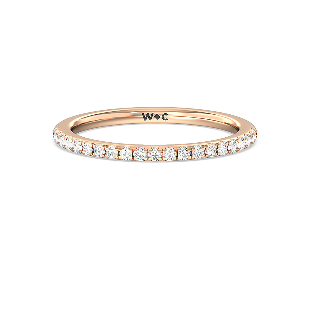 Cathedral Halo Diamond Wedding Band with 18KT Rose Gold Cut Diamond in 14KT Rose Gold view 1
