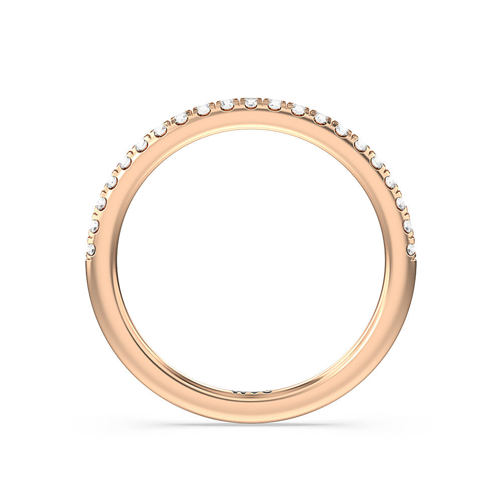 Cathedral Halo Diamond Wedding Band with 18KT Rose Gold Cut Diamond in 14KT Rose Gold view 2
