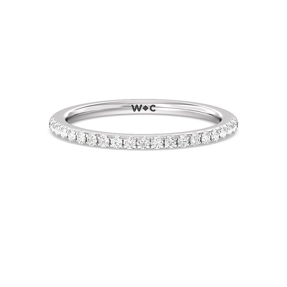 Cathedral Halo Diamond Wedding Band Size 6.75 with Platinum Cut Diamond in 14KT Platinum view 1
