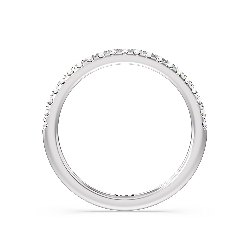 Cathedral Halo Diamond Wedding Band Size 6.75 with Platinum Cut Diamond in 14KT Platinum view 2
