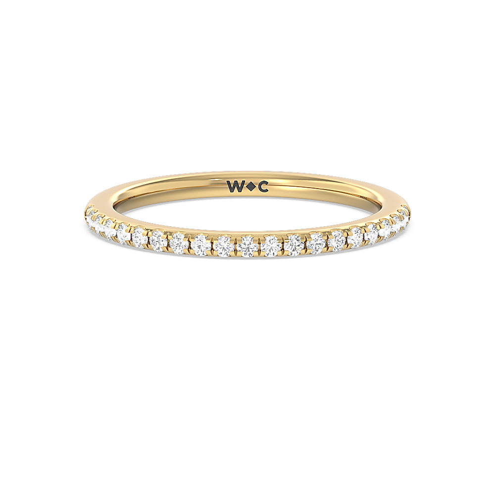 Cathedral Halo Diamond Wedding Band with 18KT Yellow Gold Cut Diamond in 14KT Yellow Gold view 1
