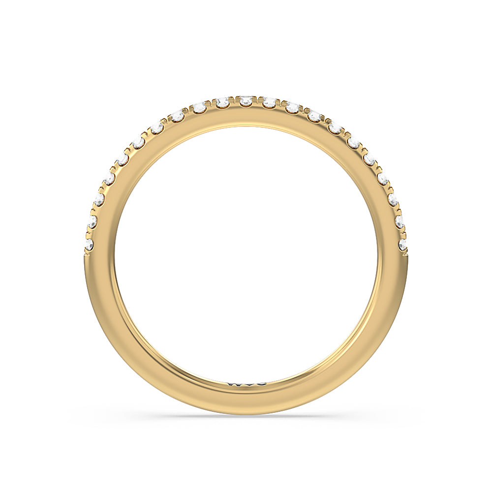 Cathedral Halo Diamond Wedding Band with 18KT Yellow Gold Cut Diamond in 14KT Yellow Gold view 2
