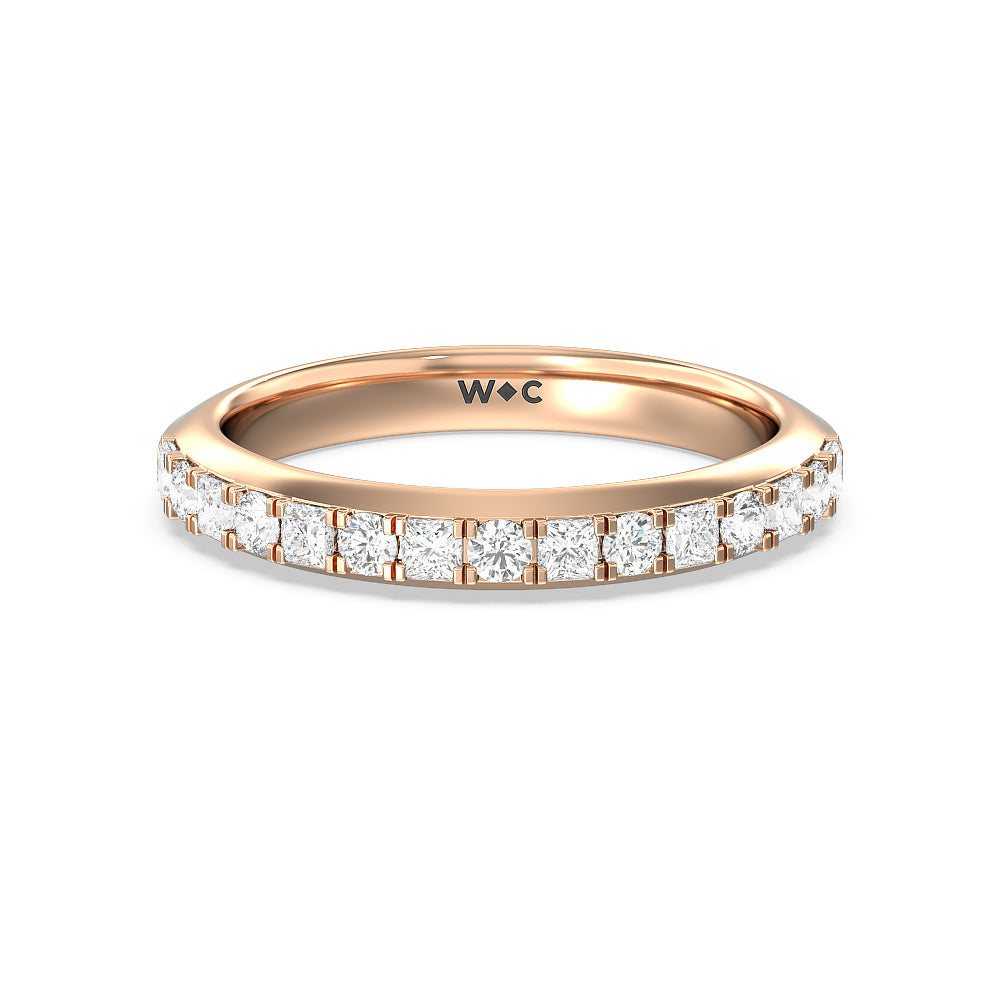 Contemporary Halo Diamond Wedding Band with 18KT Rose Gold Cut Diamond in 14KT Rose Gold view 1
