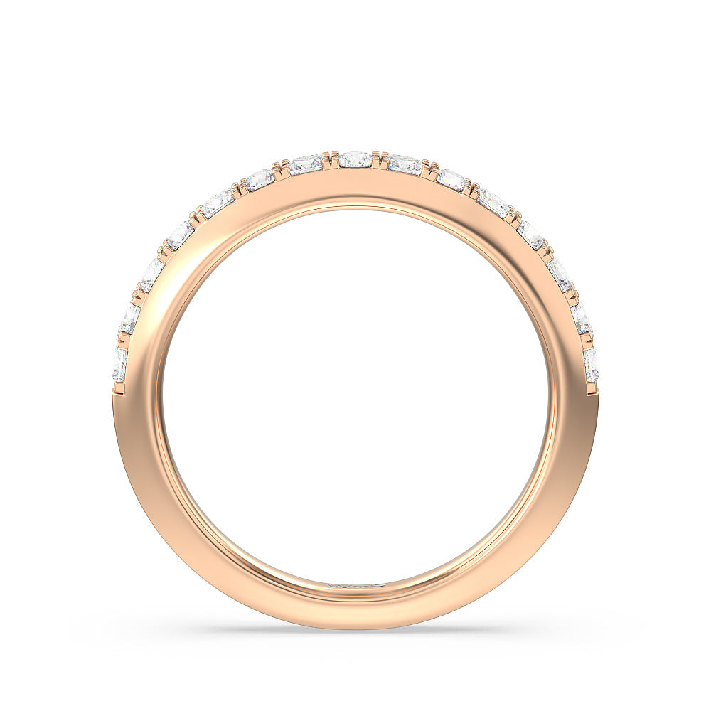 Contemporary Halo Diamond Wedding Band with 18KT Rose Gold Cut Diamond in 14KT Rose Gold view 2
