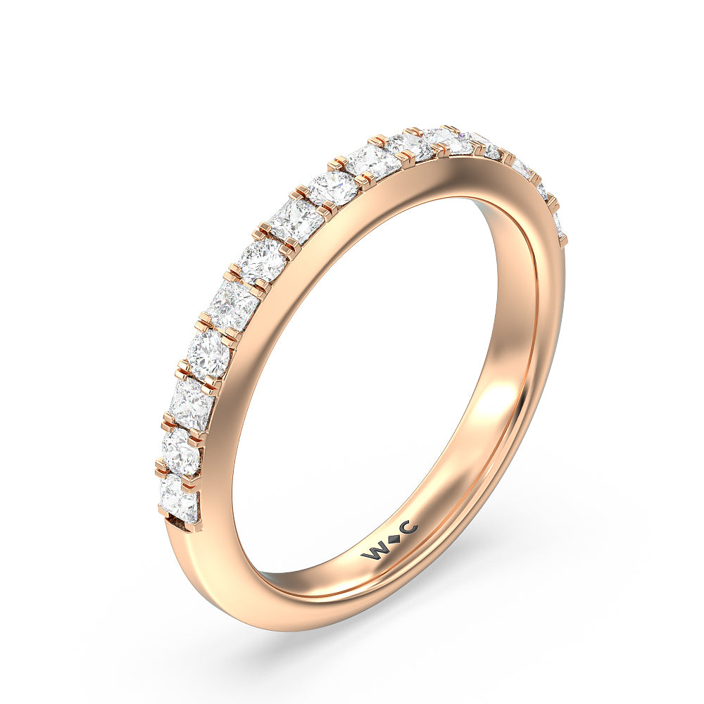Contemporary Halo Diamond Wedding Band with 18KT Rose Gold Cut Diamond in 14KT Rose Gold view 4
